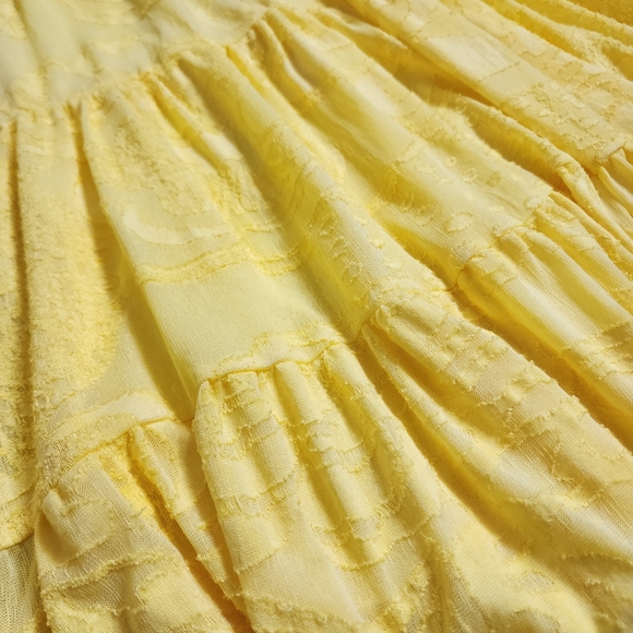 NEW Cativa Vibrant Yellow Tiered Dress Lace Floral Size Small Romantic Babydoll - Picture 5 of 16